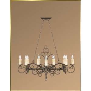 Wrought Iron Chandelier, JB 7195, 8 lights, French Bronze, 40 wide X 