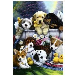   Doggies & Rubber Ducks Silk Reflections Flag 29x43