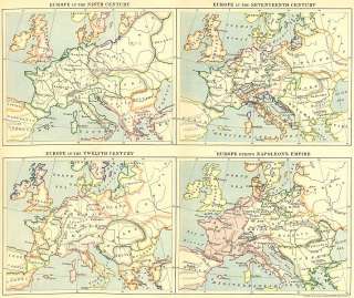 Europe: 9th, 12th, 17th Century Napoleon Empire, c1880 map  