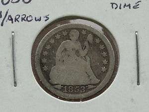 1853 P Liberty Seated Silver Dime With Arrows U.S. Coin C3451L  