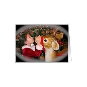  Christmas Kiss, Girl & Reindeer Card Health & Personal 