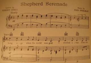 Vintage 1941 SHEPHERD SERENADE Sheet Music  
