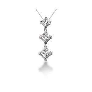  0.84CTW Classic Princess Diamond Three Stone Pendant in 