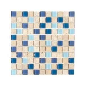  Lagoon Stone Travertine and Glass Mosaic