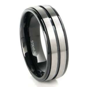   Polish / Matte Finish Black Titanium ring Wedding Band Sz 7.5: Jewelry