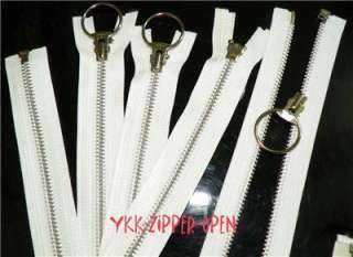 20 YKK ZIPPER WHITE NYLON TEETH,O RING METAL WHITE SEPARATING 2 PCS 