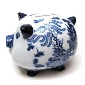    Blue Willow Asian Style Ceramic Pig Bank: Sports & Outdoors