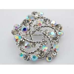  Wire Abstract Floral Pentagon Clear AB Crystal Rhinestone 