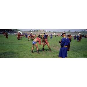  Wrestlers at Tournament, Naadam Festival, Tov Province 