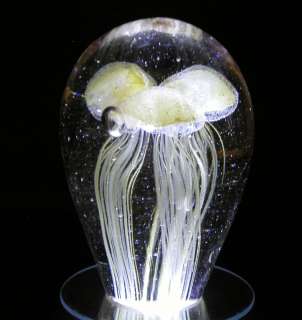New Art Glass Paperweight Triple JellyFish Glow 6 Ye  