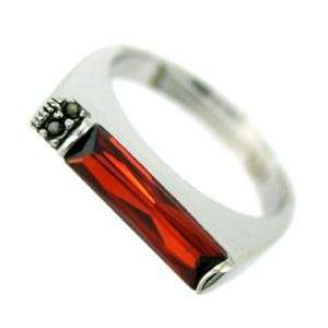   Bands   Genuine Marcasite & Ruby Red CZ Silver Band/Ring: Jewelry