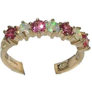  9K Yellow Gold Ladies Colorful Fiery Opal & Pink 