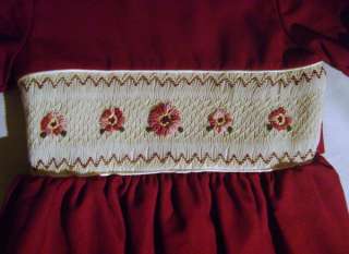 4T/5T Handmade Girl Maroon Smocked Linen Dress 4/5 NEW  