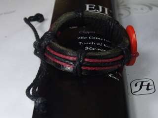 Dongba symbols Leather Bracelet Wristband Peace red  