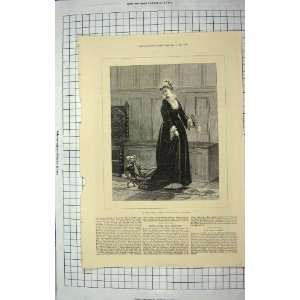  1873 BURGERS FINE ART LADY DOG DRESS ANTIQUE PRINT: Home 