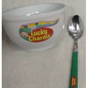  2001 Lucky Charms Ceramic Cereal Bowl with Spoon 