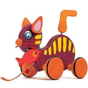  Catty The Cat Wooden Pull Toy: Toys & Games