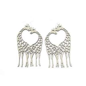  Natural Wood Giraffe Heart Wooden Earrings: GTJ: Jewelry