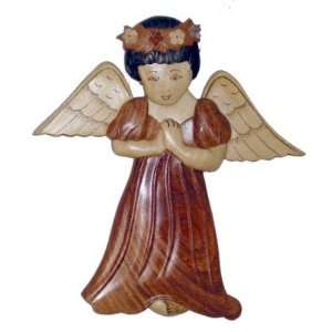  Wood Magnet of an Angel with Two Wings Praying