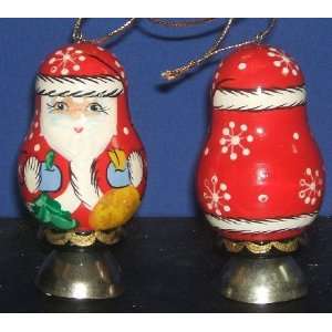    Santa with Bell Russian Wood Christmas Ornament
