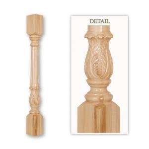   Full Round Hand Carved Hard Wood Acanthus Baluster Post Mantel Corbel