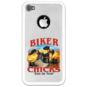  iPhone 4 or 4S Clear Case White Biker Chicks Women Girls 