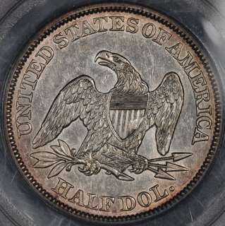 1850 PCGS/CAC AU55 SEATED LIBERTY HALF DOLLAR 50C TONED  