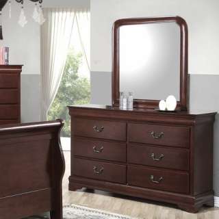 Louis Philippe Cherry or Cappuccino Brown Sleigh Bedroom Set Furniture 
