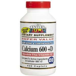  21st Century Vitamins Calcium 600 mg + Vitamin D Caps 