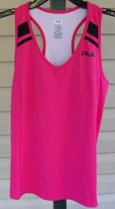 FILA Sport Pink & Black Fitness Exercise Shirt Top L Large  