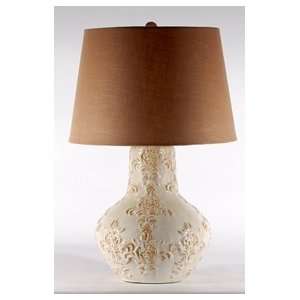  Dutchess Embossed White Pottery Table Lamp: Home 