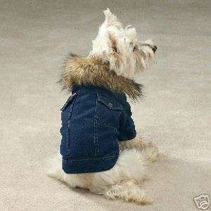 Dog Coat Demin Dog Jacket with Removeable Faux Fur Collar X large 20 