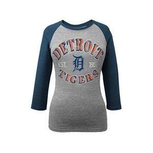  Detroit Tigers Womens Triblend Crew Neck Raglan T Shirt 