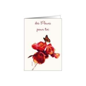  des fleurs pour toi French card spring flower butterfly 