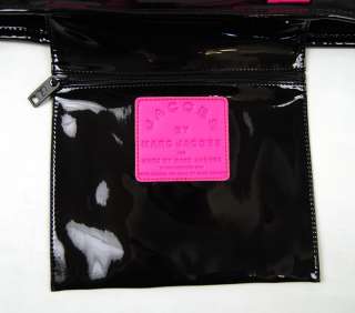 MARC JACOBS Shiny Bag Handbag Purse Tote Black Pink M  