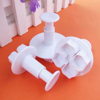 3x Plum Flower Cake Decorating Plunger Cutter Fondant Mold Sugar Craft 