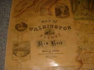 1853 WALL MAP OF WASHINGTON COUNTY, NEW YORK STATE  