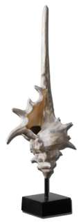 COASTAL DECOR Conch Sea Shell FIGURINE STATUE On Stand Home Decor NEW 