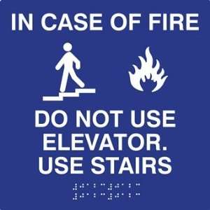   Case Fire Use Stairs Signs with Raised Text and Grade 2 Braille   9x9