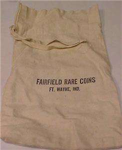 Ft. Wayne,IN Fairfield Rare Coins Vintage Bank Deposit Bag 2df  
