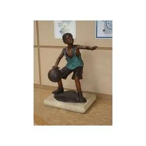  Hoop Dreams Boy Playing Basketball Bronze Garden Statue 
