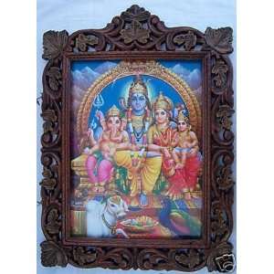 Bal Ganesha, Lord Shiva & Parvati, Wood Frame: Everything 