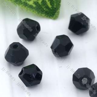 300p Black 4mm Crystal Cut Glass Bicone Loose Beads Jewelry Spacer 