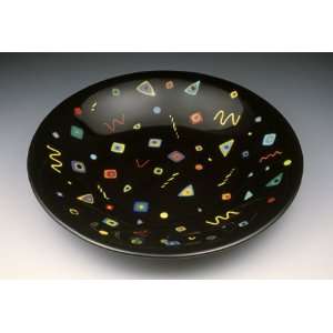    Large Black Fused Glass Bowl by Janet Foley: Kitchen & Dining