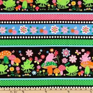   Wide Froggies Stripes Black Fabric By The Yard: Arts, Crafts & Sewing