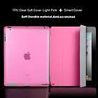 Pink Transparent Clear Tpu Back Case Work w/ Smart Cover For New iPad 