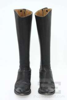 Rocco P. Black Pebbled Leather Knee High Flat Boots Size 38M  