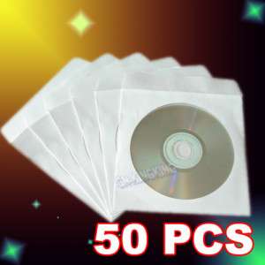 50pcs CD DVD Paper Sleeve Clear Window Envelopes Case  