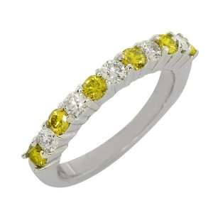  0.75 Ct Round Canary & White Diamond Wedding Band Ring 