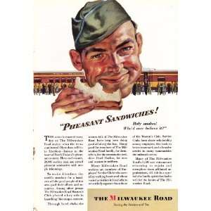 1945 WWII Ad Milwaukee Road Holy Smokes Pheasant Sandwiches Original 